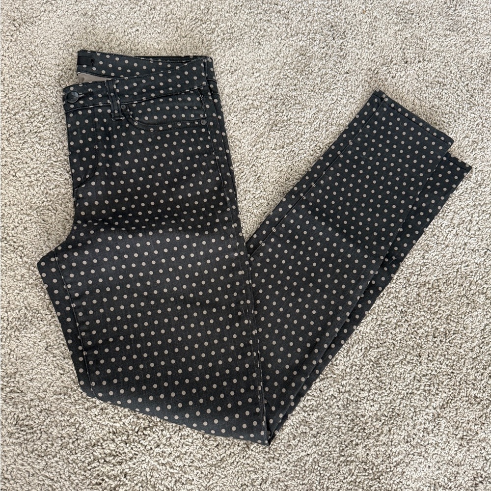 Else Polka Dot Pants Women's Black Tan Slim Fit Casual Trousers Size 29